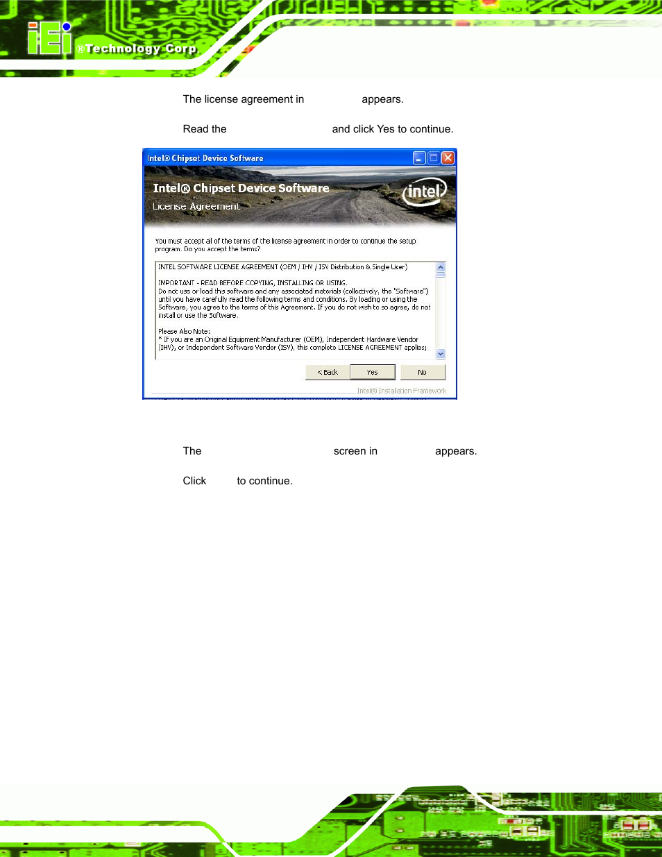 Figure 6-4: chipset driver license agreement | IEI Integration AFL-15i-HM55 v1.20 User Manual | Page 99 / 143
