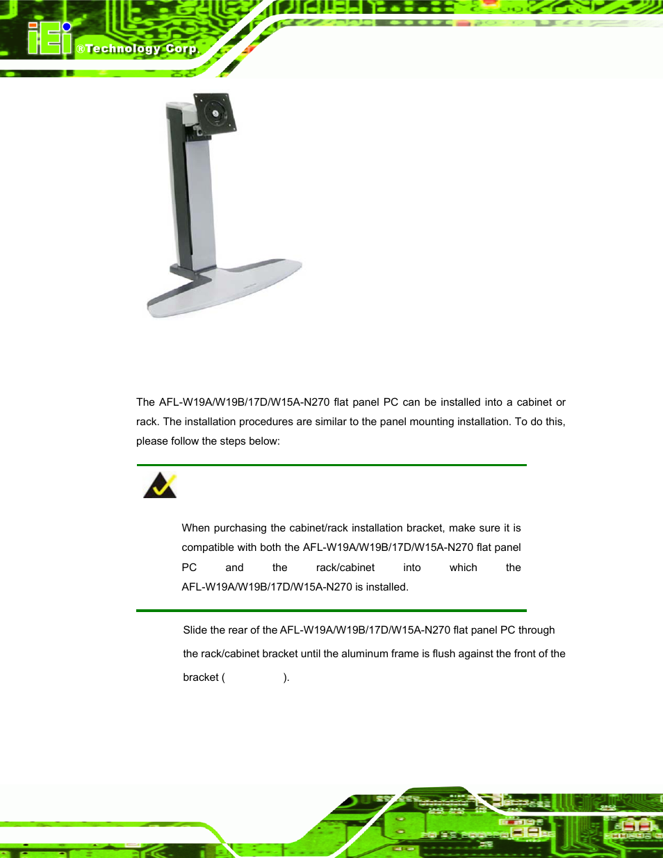 2 cabinet and rack, Figure 2-14: monitor stand | IEI Integration AFL-W19A_W19B_17D_W15A-N270 v1.06 User Manual | Page 40 / 125