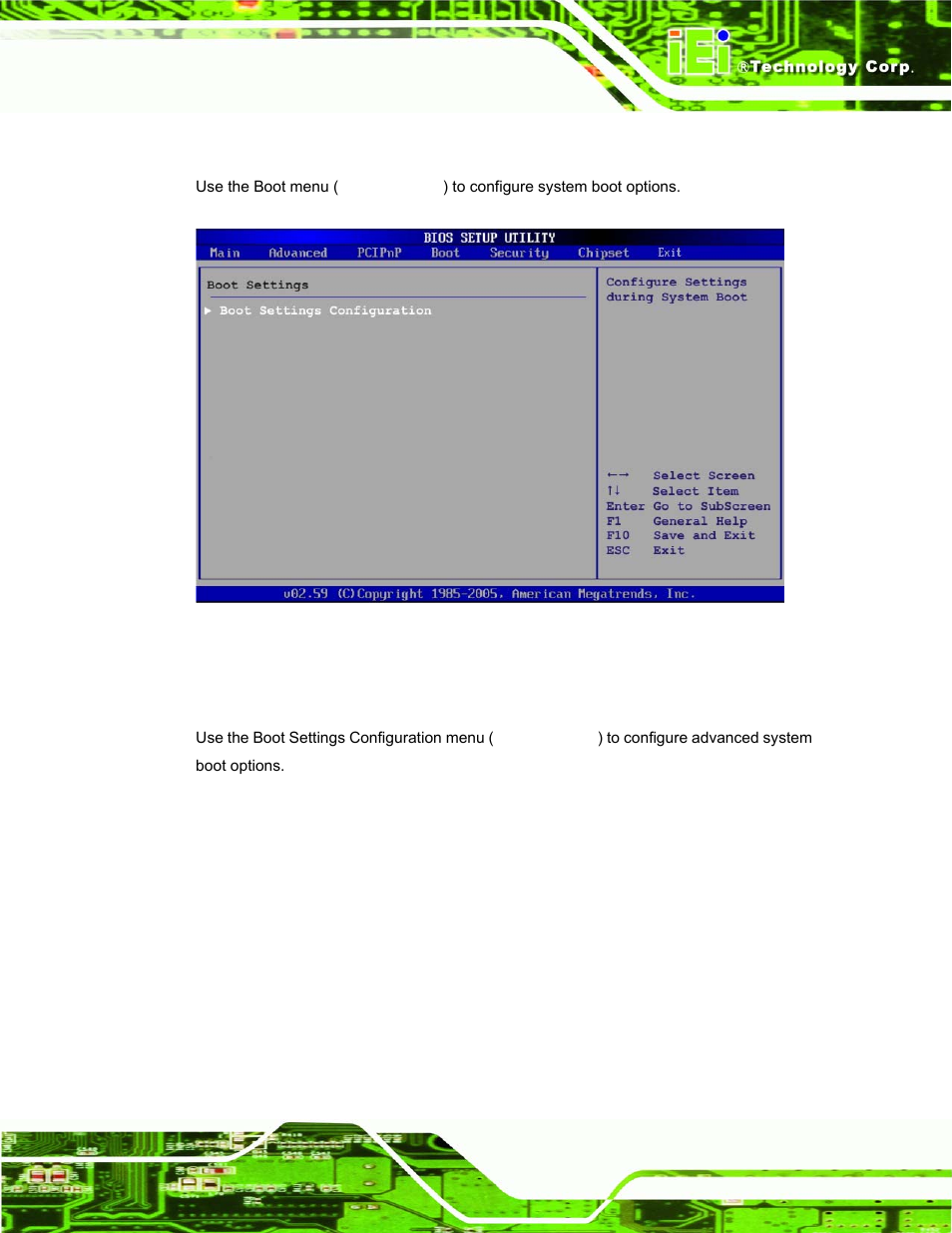 5 boot, 1 boot settings configuration | IEI Integration AFL-15A_15AE-N270_UMN_v1.01.pdf User Manual | Page 101 / 158