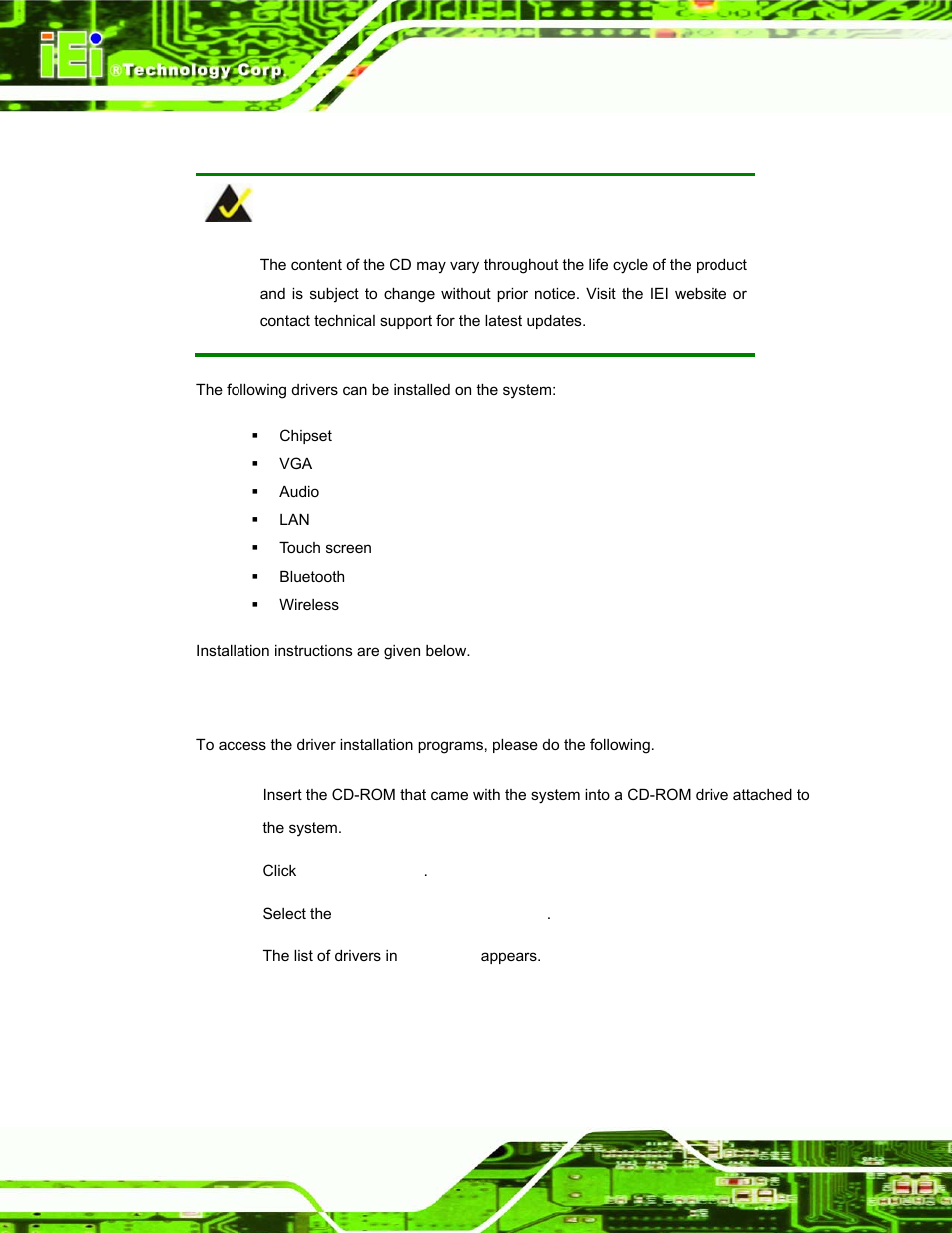 1 available software drivers, 2 starting the driver program, Vailable | Oftware, Rivers, Tarting the, River, Rogram | IEI Integration AFL-15A_15AE-N270_UMN_v1.01.pdf User Manual | Page 112 / 158