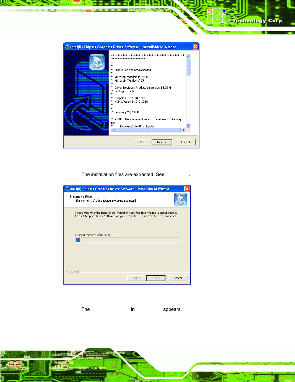 Figure 7-10: vga driver read me file, Figure 7-11: vga driver setup files extracted | IEI Integration AFL-15A_15AE-N270_UMN_v1.01.pdf User Manual | Page 119 / 158
