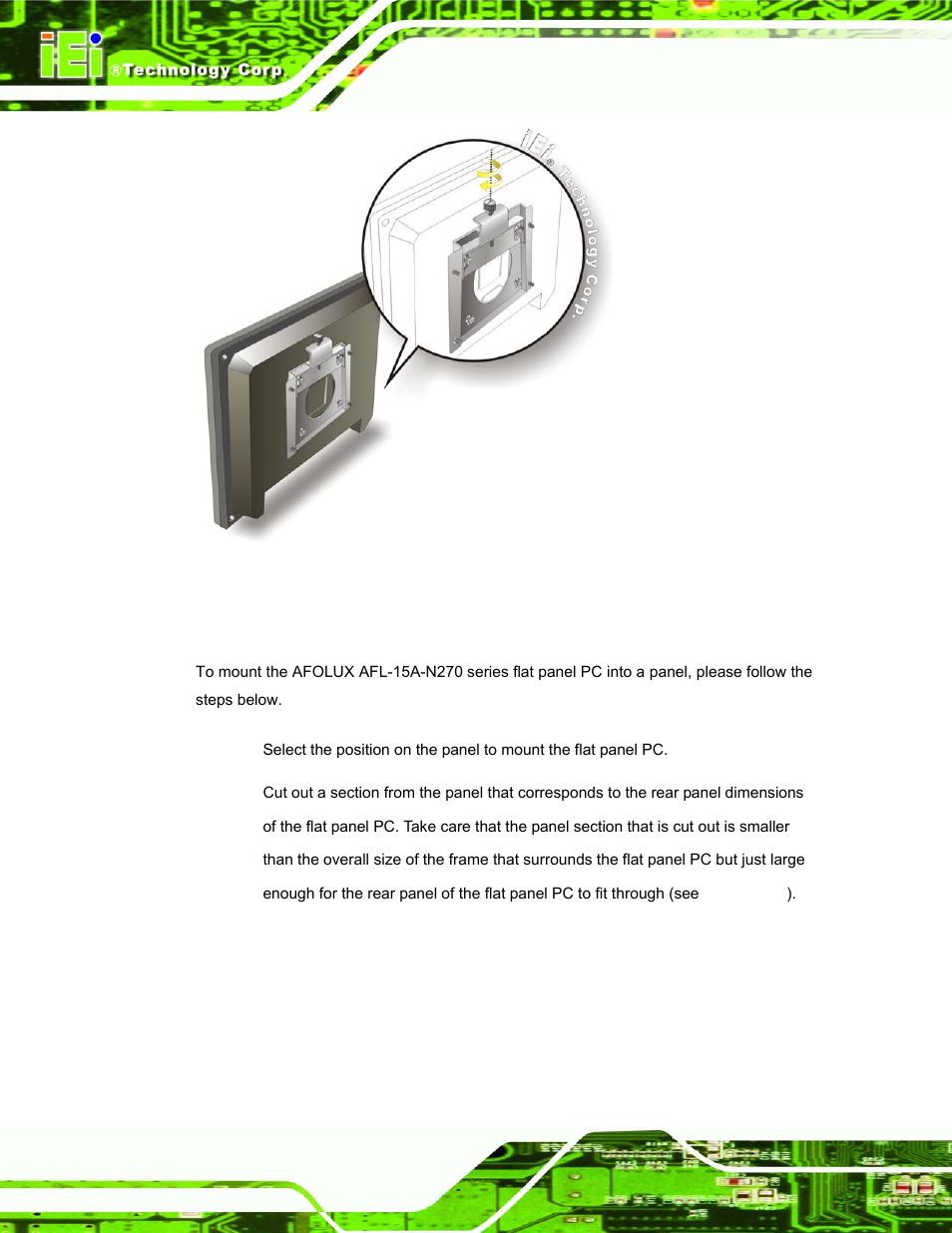 2 panel mounting, Figure 4-14: secure the panel pc | IEI Integration AFL-15A_15AE-N270_UMN_v1.01.pdf User Manual | Page 56 / 158