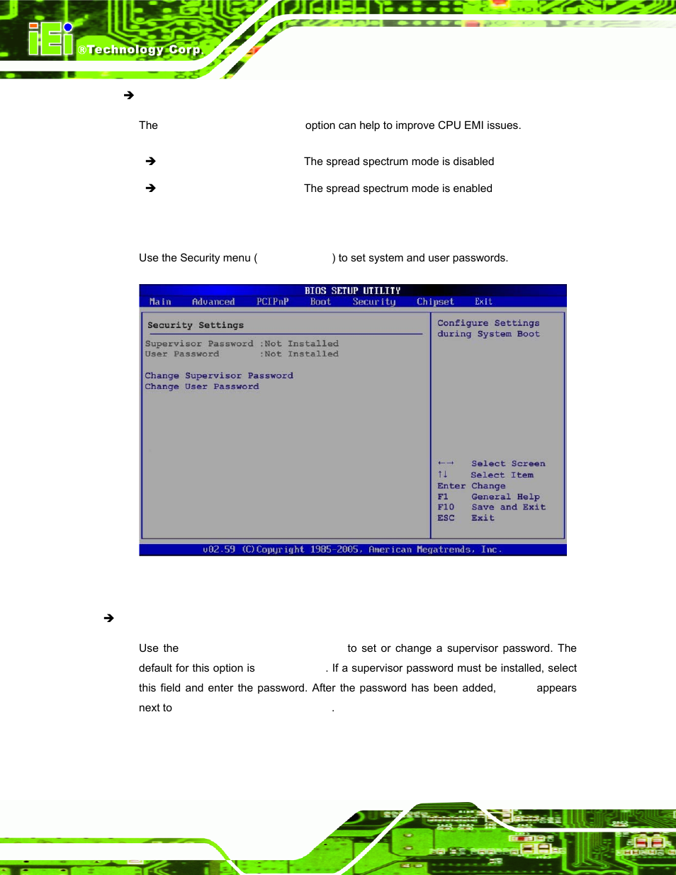 6 security, Ecurity | IEI Integration AFL-15A-N270 v2.10 User Manual | Page 104 / 159