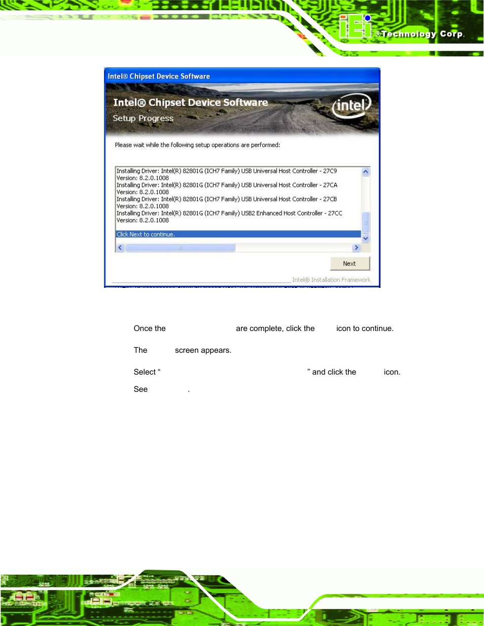 Figure 7-6: chipset driver setup operations | IEI Integration AFL-15A-N270 v2.10 User Manual | Page 117 / 159