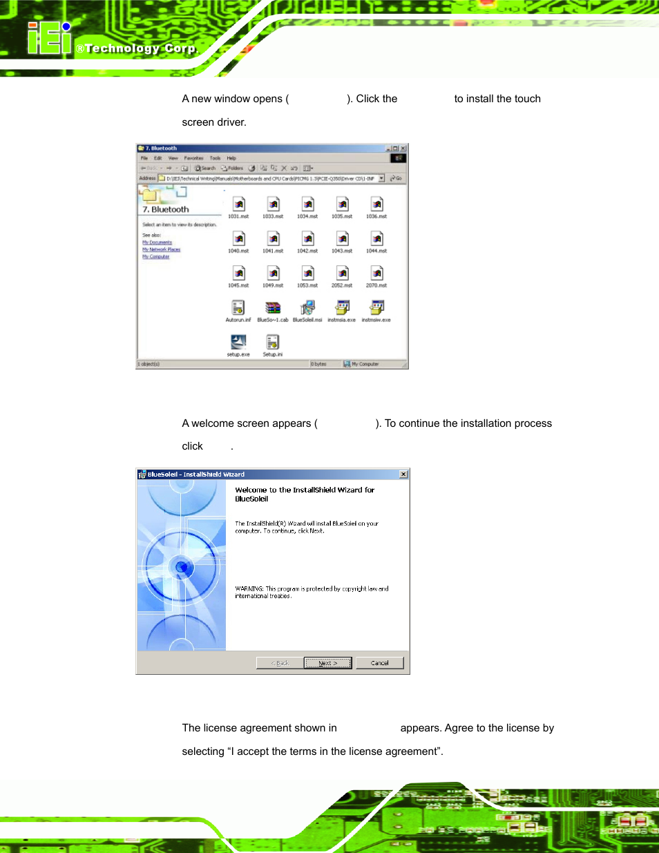 Figure 7-30: bluetooth driver icon, Figure 7-31: welcome screen | IEI Integration AFL-15A-N270 v2.10 User Manual | Page 132 / 159
