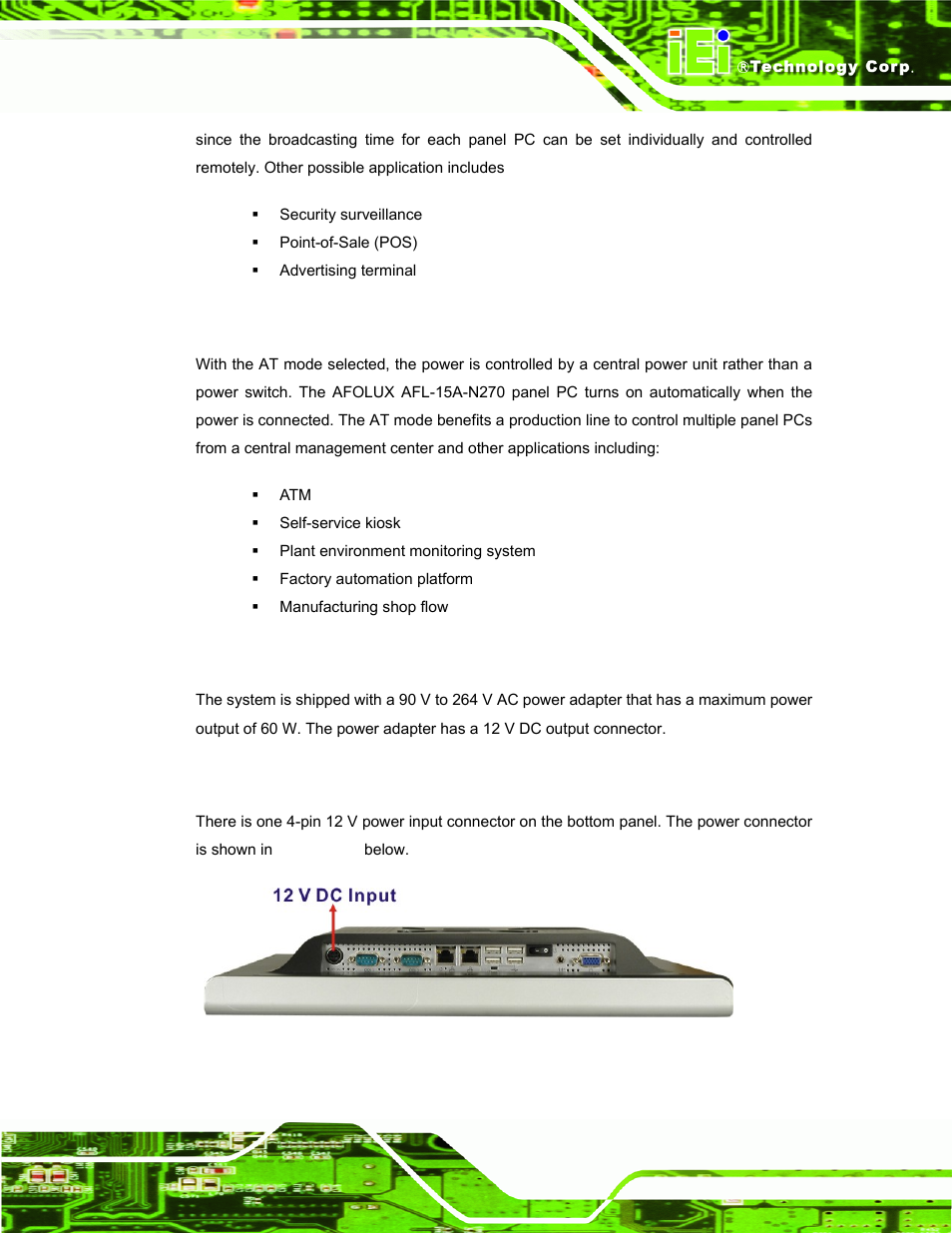 2 at power mode, 2 power adapter, 3 power connector | Figure 2-10: power connector | IEI Integration AFL-15A-N270 v2.10 User Manual | Page 29 / 159