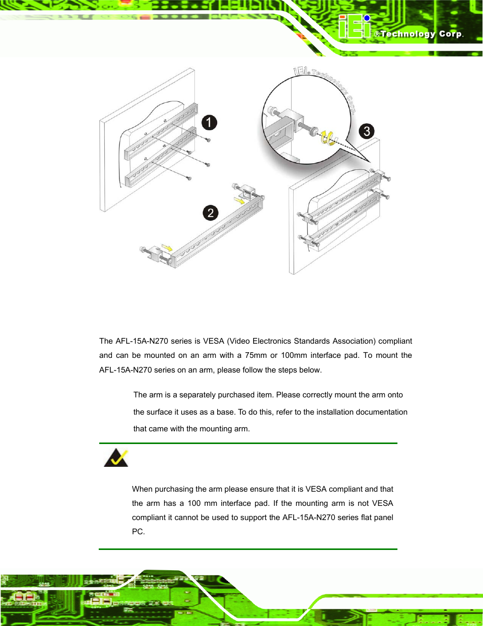 3 arm mounting, Figure 4-16: panel mounting | IEI Integration AFL-15A-N270 v2.10 User Manual | Page 57 / 159
