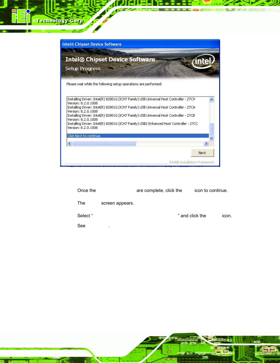 Figure 7-6: chipset driver setup operations | IEI Integration AFL-15A-N270 v2.20 User Manual | Page 116 / 158