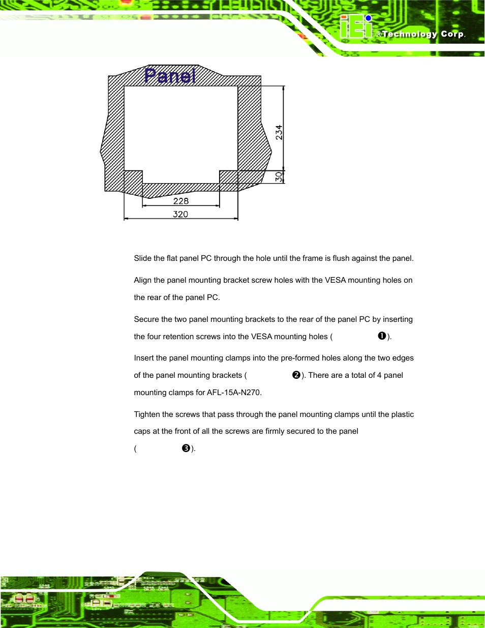 Figure 4-15: afl-15a-n270 panel opening (unit: mm) | IEI Integration AFL-15A-N270 v2.20 User Manual | Page 55 / 158