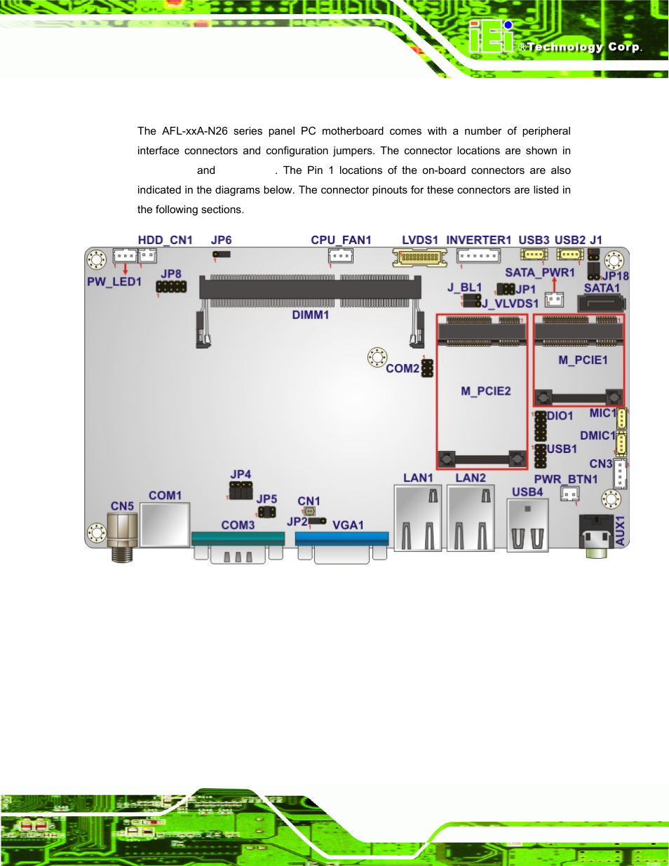 1 peripheral interface connectors, Eripheral, Nterface | Onnectors, Figure 7-1: main board layout diagram (front side) | IEI Integration AFL-ххA-N26 User Manual | Page 119 / 152
