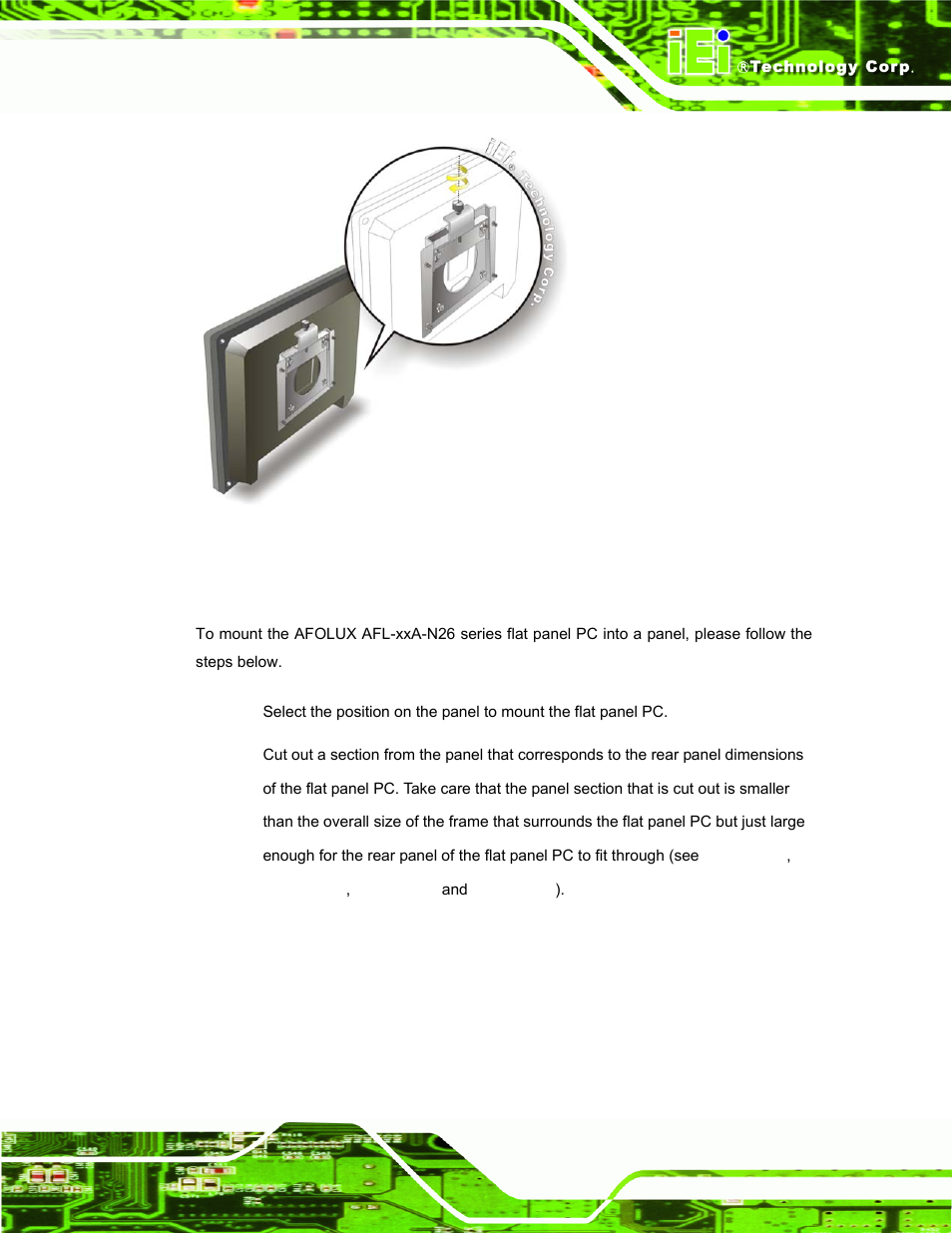 2 panel mounting, Figure 3-18: secure the panel pc | IEI Integration AFL-ххA-N26 User Manual | Page 51 / 152
