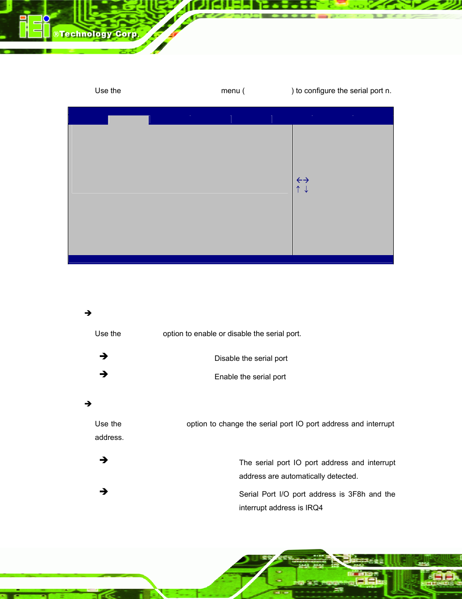 1 serial port n configuration, 1 serial port 1 configuration | IEI Integration AFL-ххA-N26 User Manual | Page 80 / 152