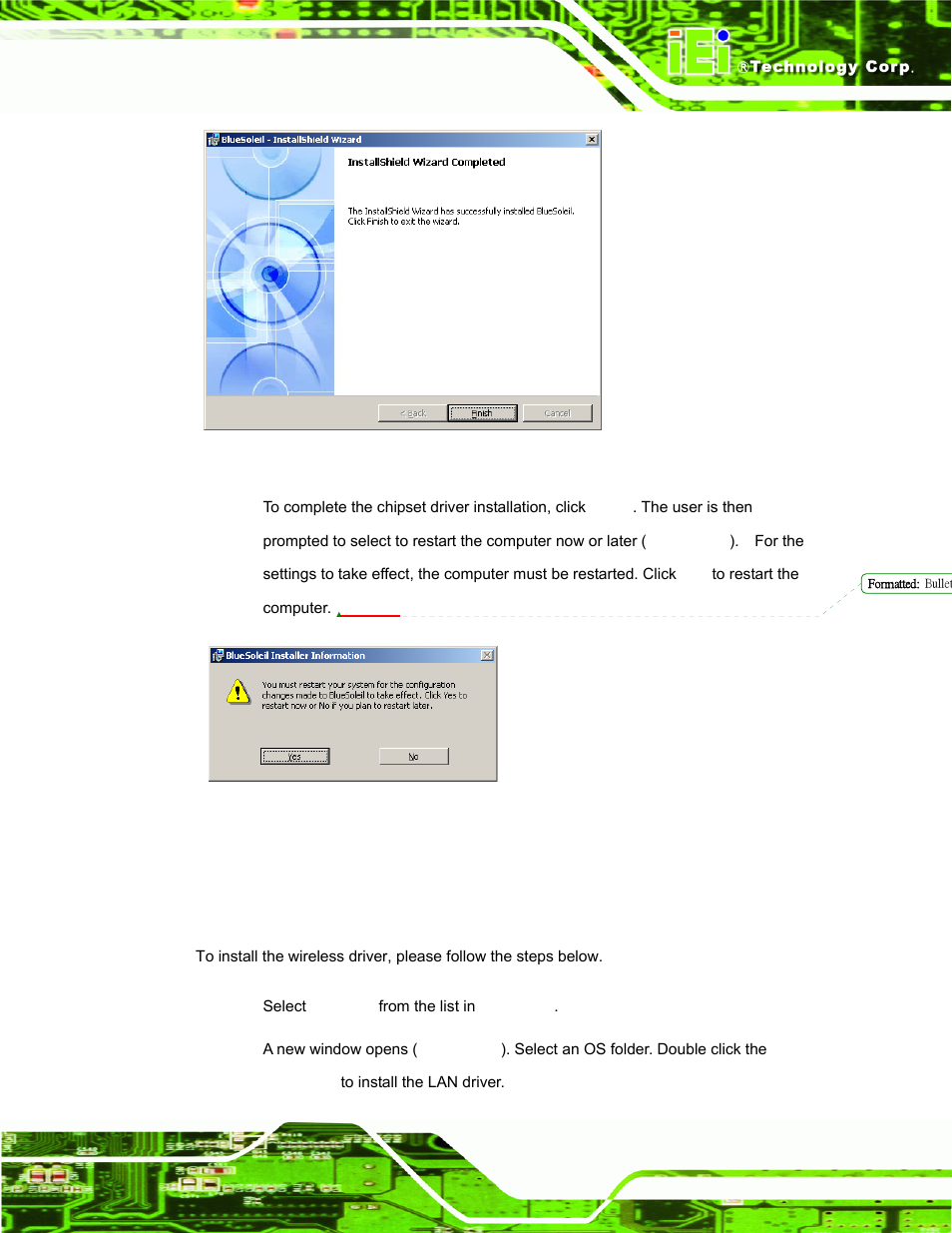 9 wireless driver, Ireless, River | Figure 7-37: reboot the computer, Figure 7-36 | IEI Integration AFL-xxA-N270-Series v2.00 User Manual | Page 144 / 171