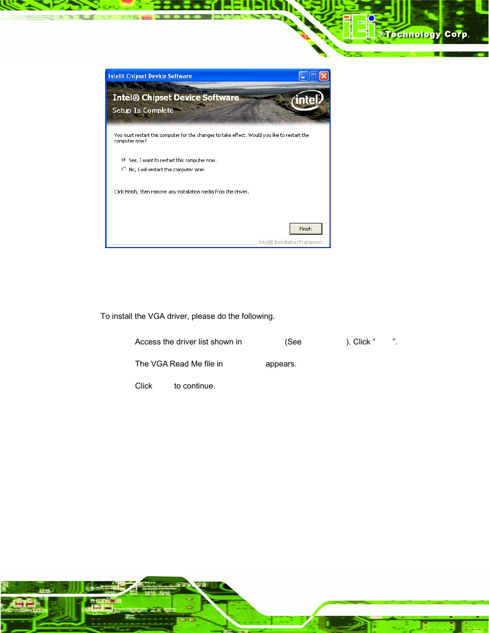4 vga driver installation, River, Nstallation | IEI Integration AFL-xxA-N270-Series v2.11 User Manual | Page 125 / 170
