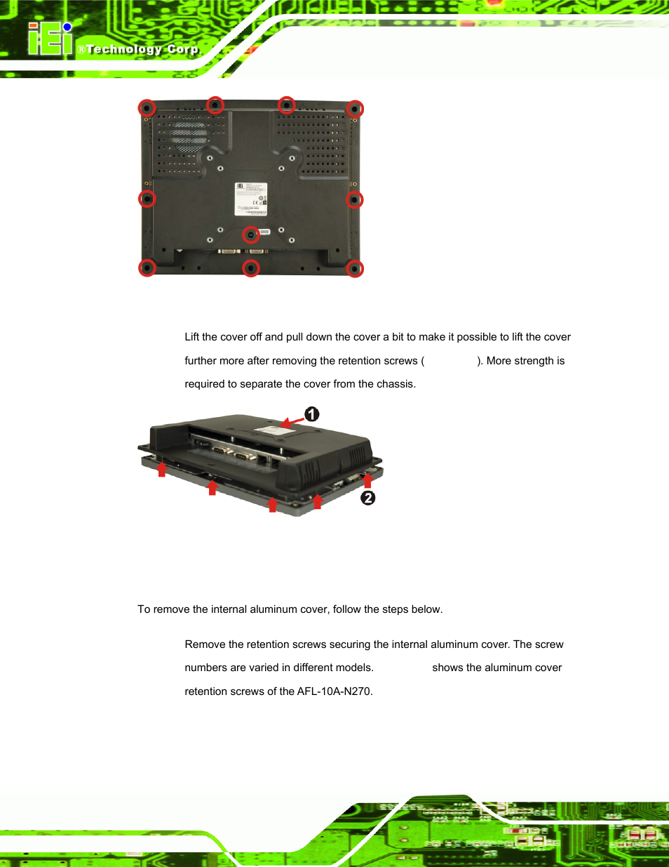 Figure 5-1: back cover retention screws | IEI Integration AFL-xxA-N270-Series v2.11 User Manual | Page 74 / 170