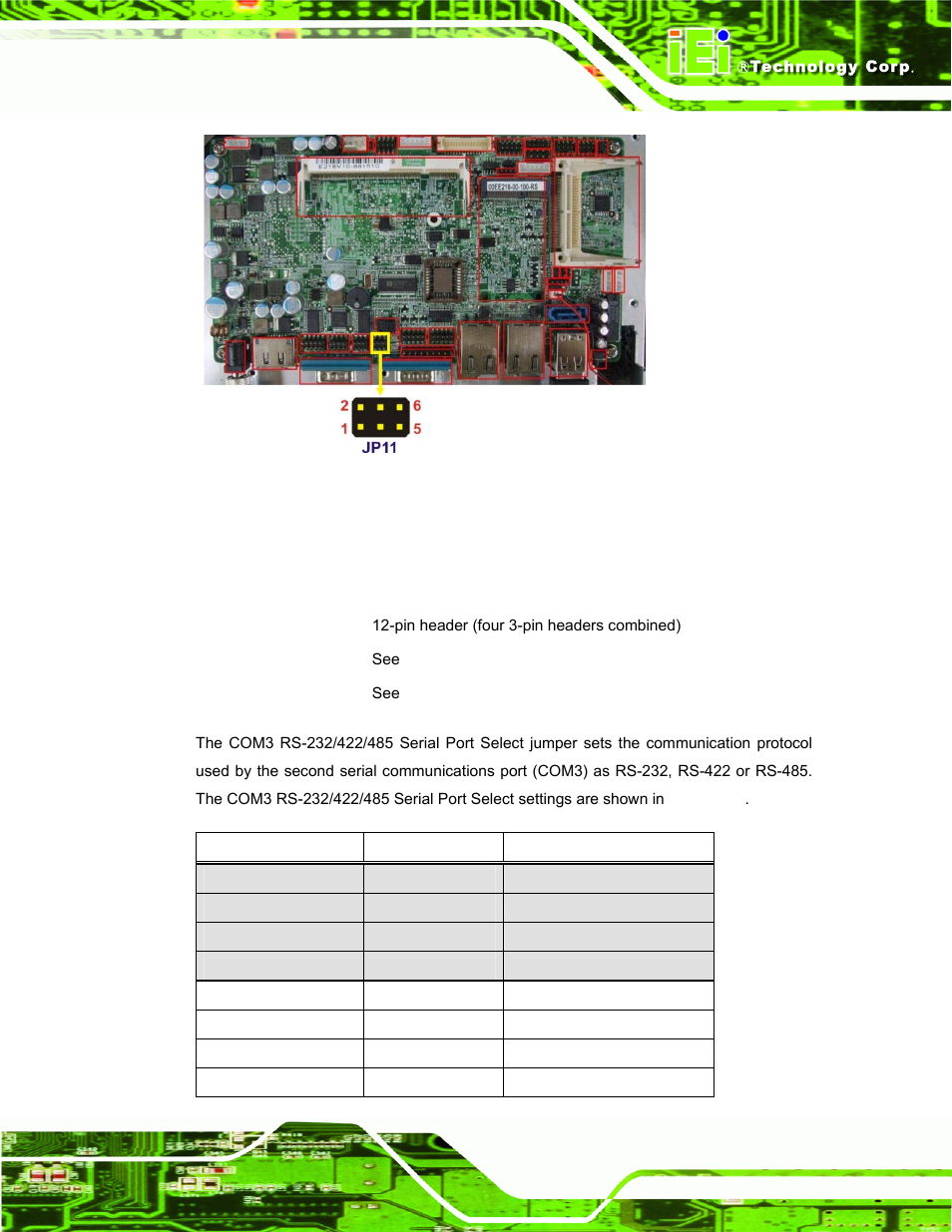 7 com3 rs-232/422/485 serial port select jumper, See figure 2-8, N in figure 2-8 bel | IEI Integration AFL-W10A-N270 v2.13 User Manual | Page 37 / 143