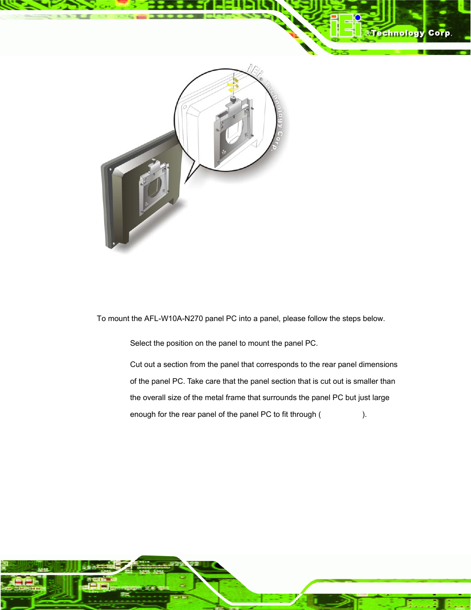 2 panel mounting, Figure 2-12: secure the panel pc | IEI Integration AFL-W10A-N270 v2.13 User Manual | Page 41 / 143