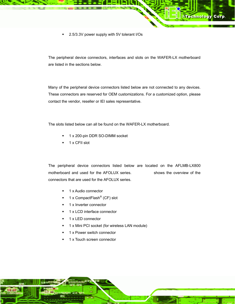 1 oem options, 2 internal slots, 3 internal peripheral device connectors | Eripheral, Evice, Nterfaces, Onnectors, Lots, E shown in, Figure 1-7 | IEI Integration AFL-LX-Series v2.01 User Manual | Page 33 / 122