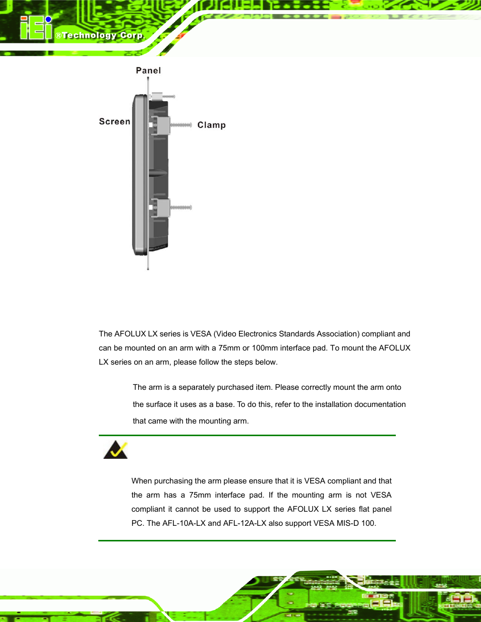 3 arm mounting | IEI Integration AFL-LX-Series v2.01 User Manual | Page 50 / 122