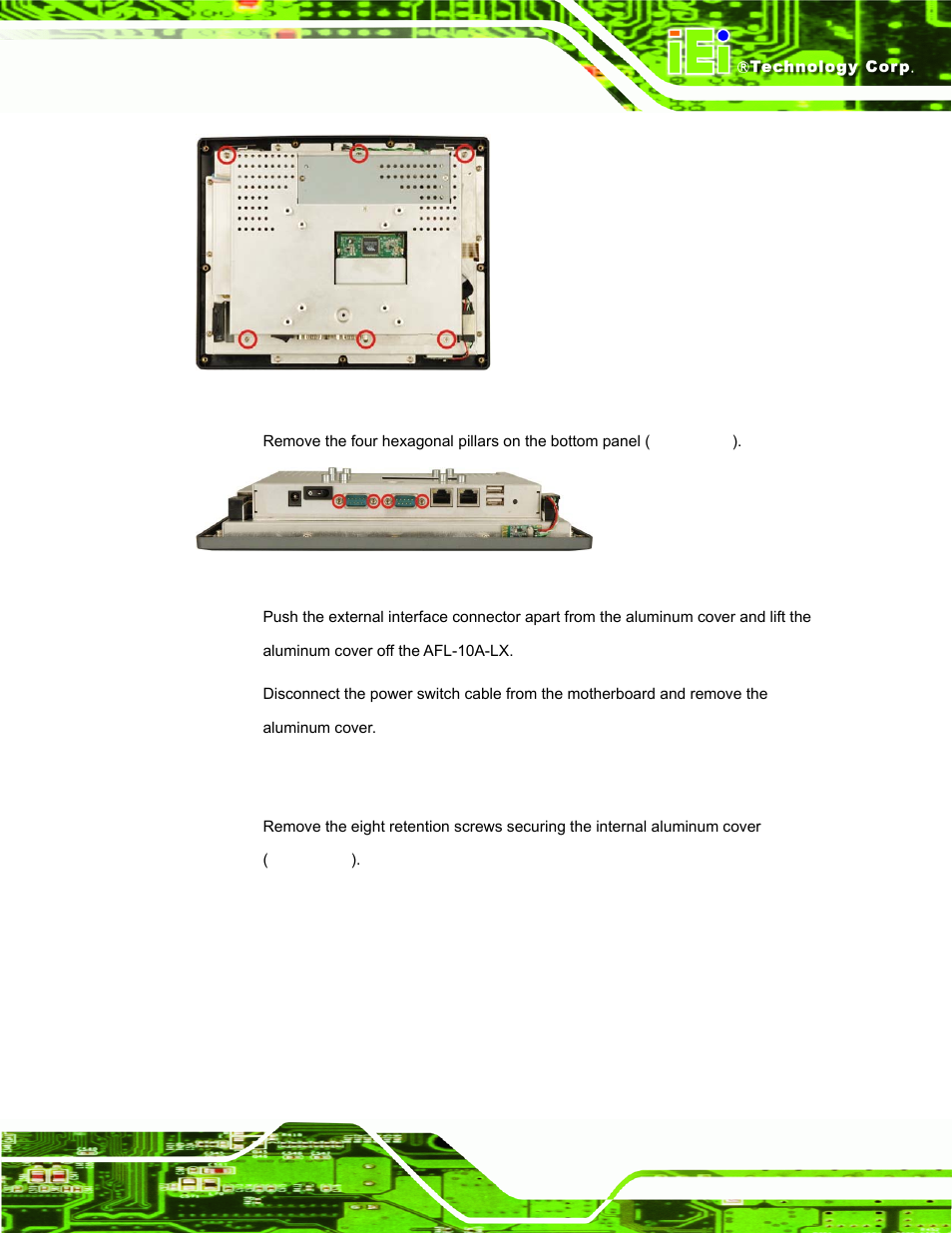 4 afl-12a-lx internal aluminum cover removal | IEI Integration AFL-LX-Series v2.01 User Manual | Page 63 / 122