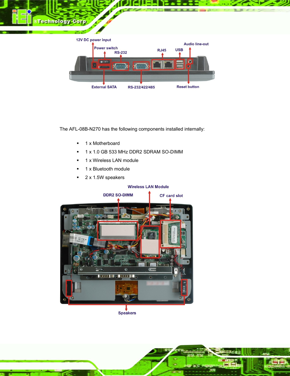 3 internal overview, Nternal, Verview | Figure 1-5: internal overview | IEI Integration AFL-08B-N270 v1.00 User Manual | Page 16 / 112