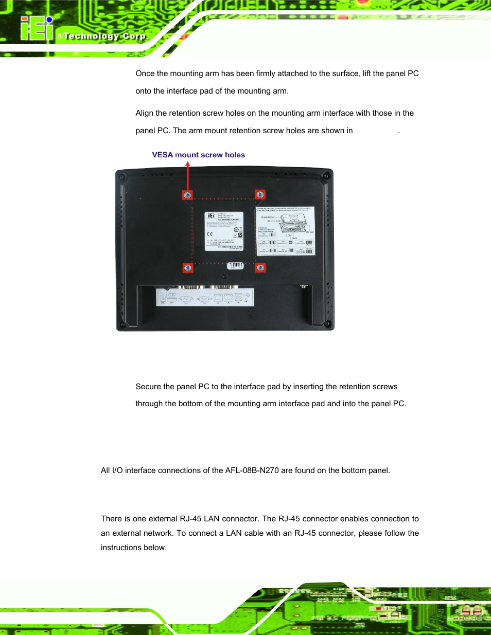 7 bottom panel connectors, 1 lan connection, Ottom | Anel, Onnectors | IEI Integration AFL-08B-N270 v1.00 User Manual | Page 44 / 112