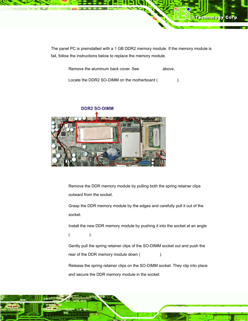 4 memory module replacement, Emory, Odule | Eplacement | IEI Integration AFL-08B-N270 v1.00 User Manual | Page 53 / 112