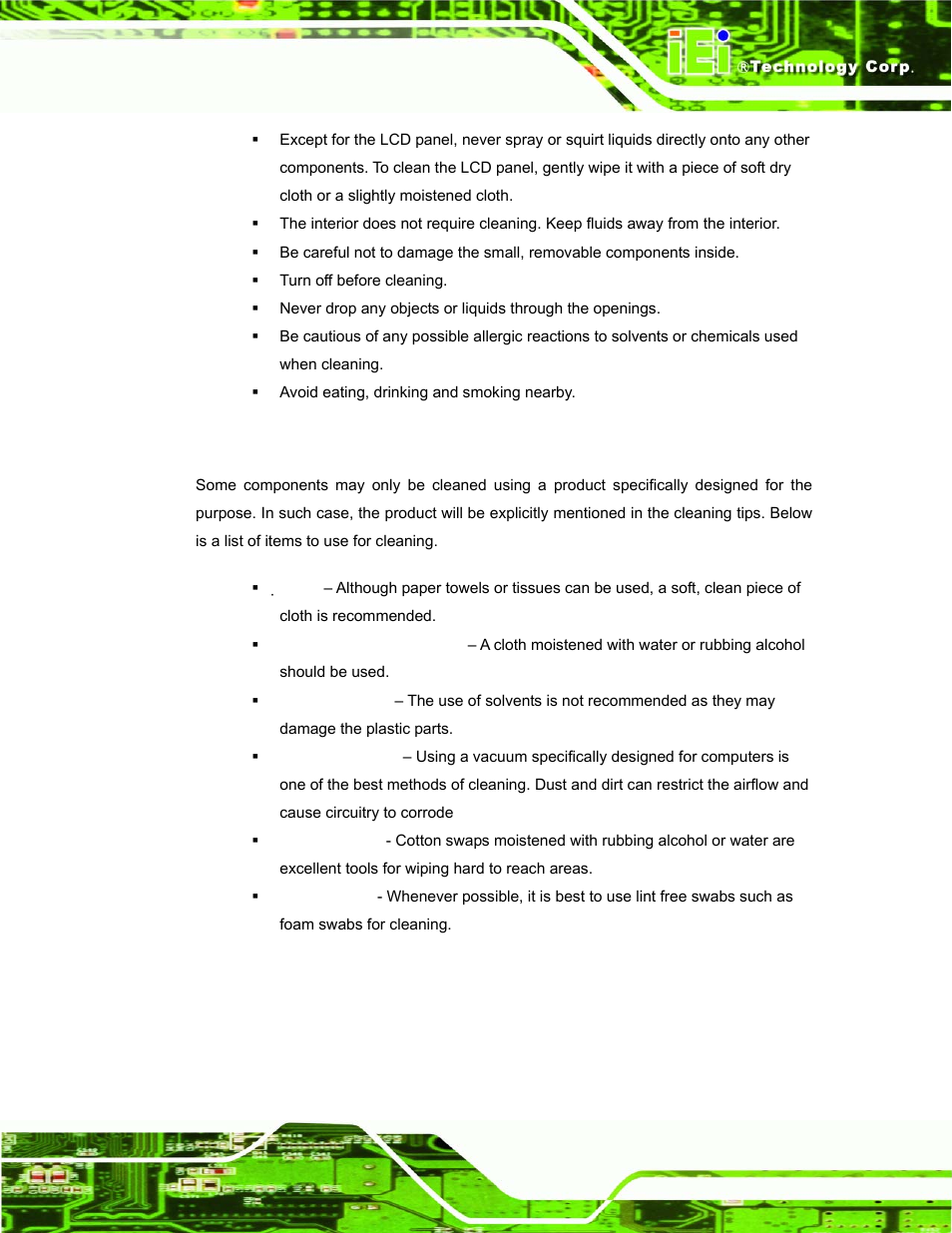 A.2.2 cleaning tools | IEI Integration AFL-08B-N270 v1.00 User Manual | Page 97 / 112