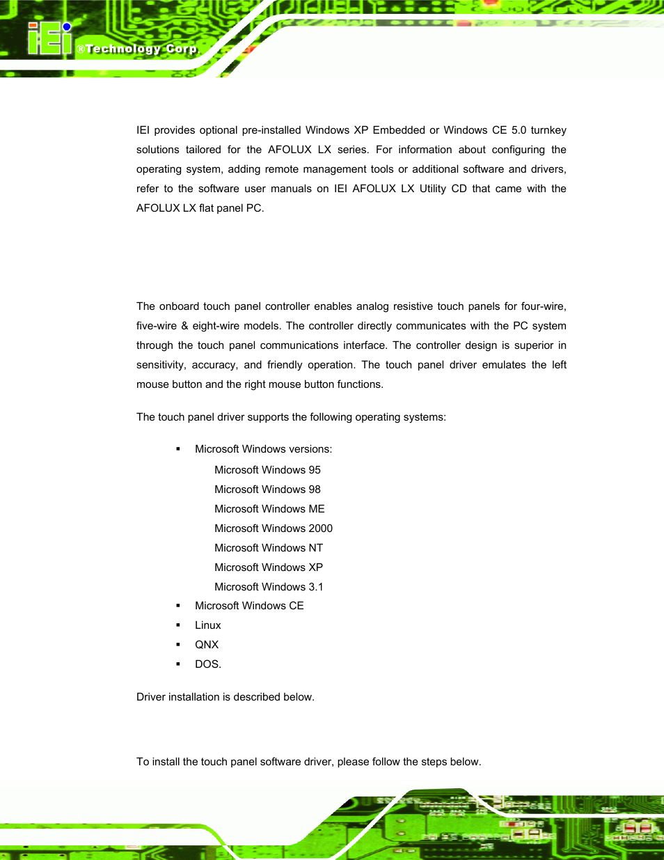 C.1 remote management tool, C.2 touch panel driver, C.2.1 introduction | C.2.2 driver installation, Emote, Anagement, Ouch, Anel, River | IEI Integration AFL-056A-LX v1.02 User Manual | Page 91 / 116