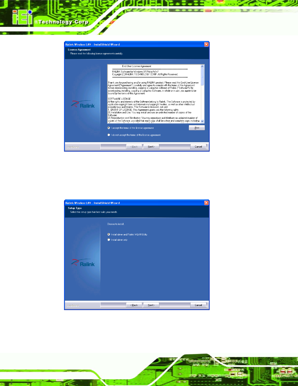 Figure 9-41: license agreement, Figure 9-42: setup type | IEI Integration AFL2-W19A-H61 v1.11 User Manual | Page 207 / 277