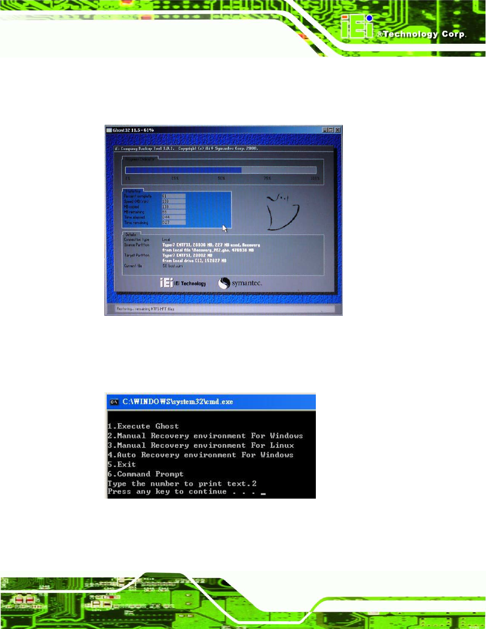 Figure c-8: building the recovery partition, Figure c-9: press any key to continue | IEI Integration AFL2-W19A-H61 v1.11 User Manual | Page 244 / 277