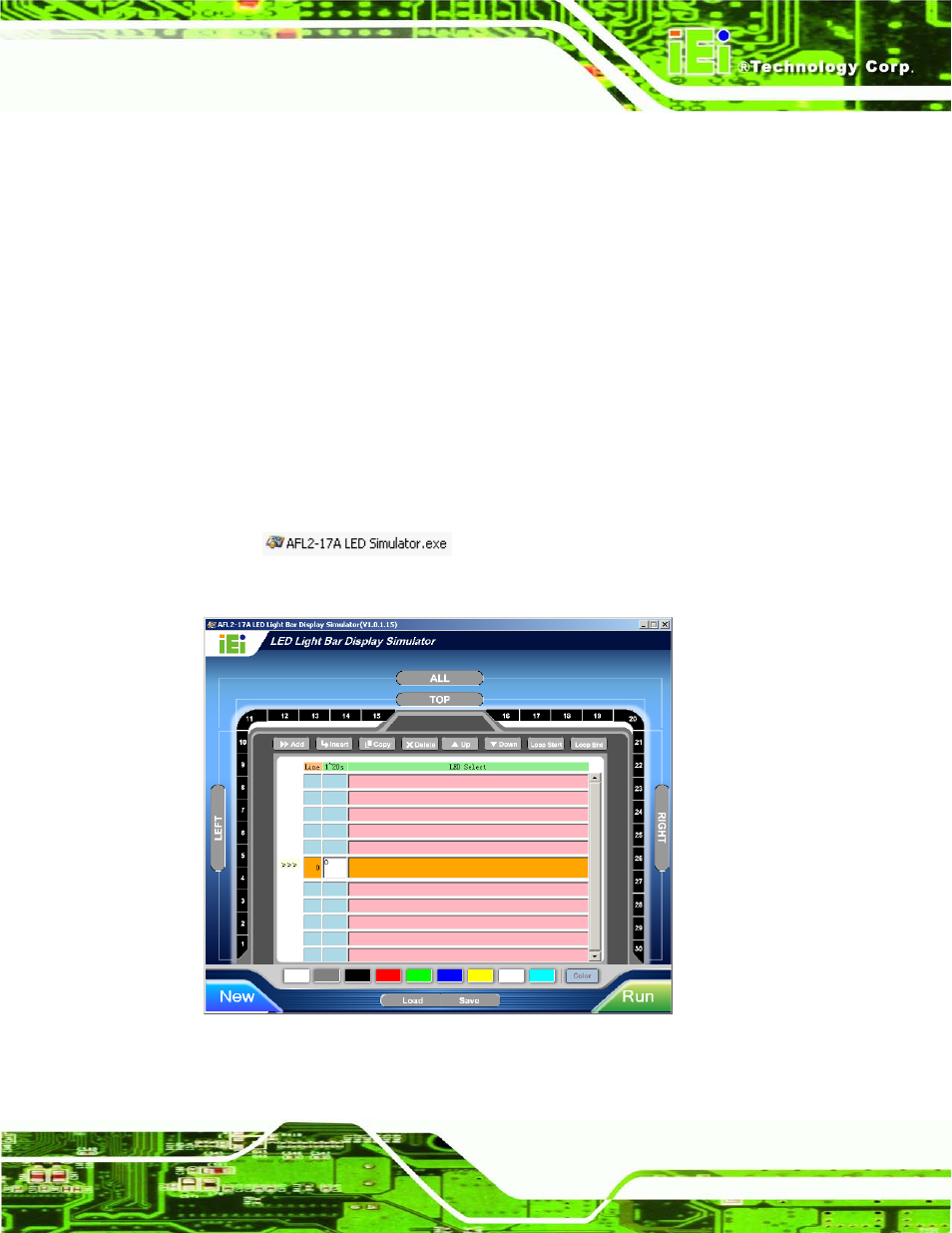 1 overview, 2 iei led light bar display simulator, Verview | Ight, Isplay, Imulator, Figure 2-1: iei led light bar display simulator, 1 ove rvie w, 2 iei led lig h t ba r dis p la y s im u la to r | IEI Integration AFL2-17A-H61 v1.02 User Manual | Page 34 / 266