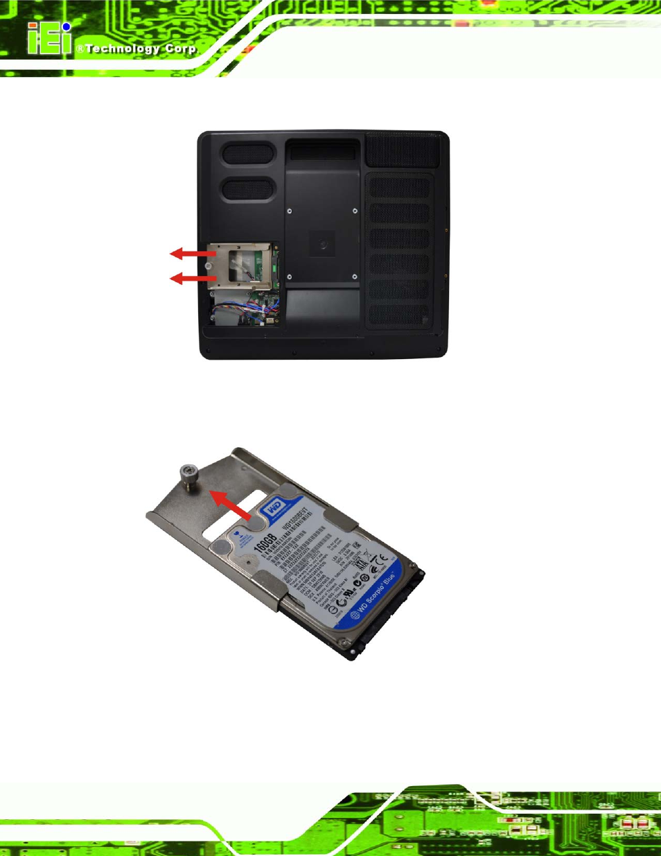 Figure 5-3: removing the hdd bracket, Figure 5-4: inserting the hdd | IEI Integration AFL2-17A-H61 v1.02 User Manual | Page 61 / 266