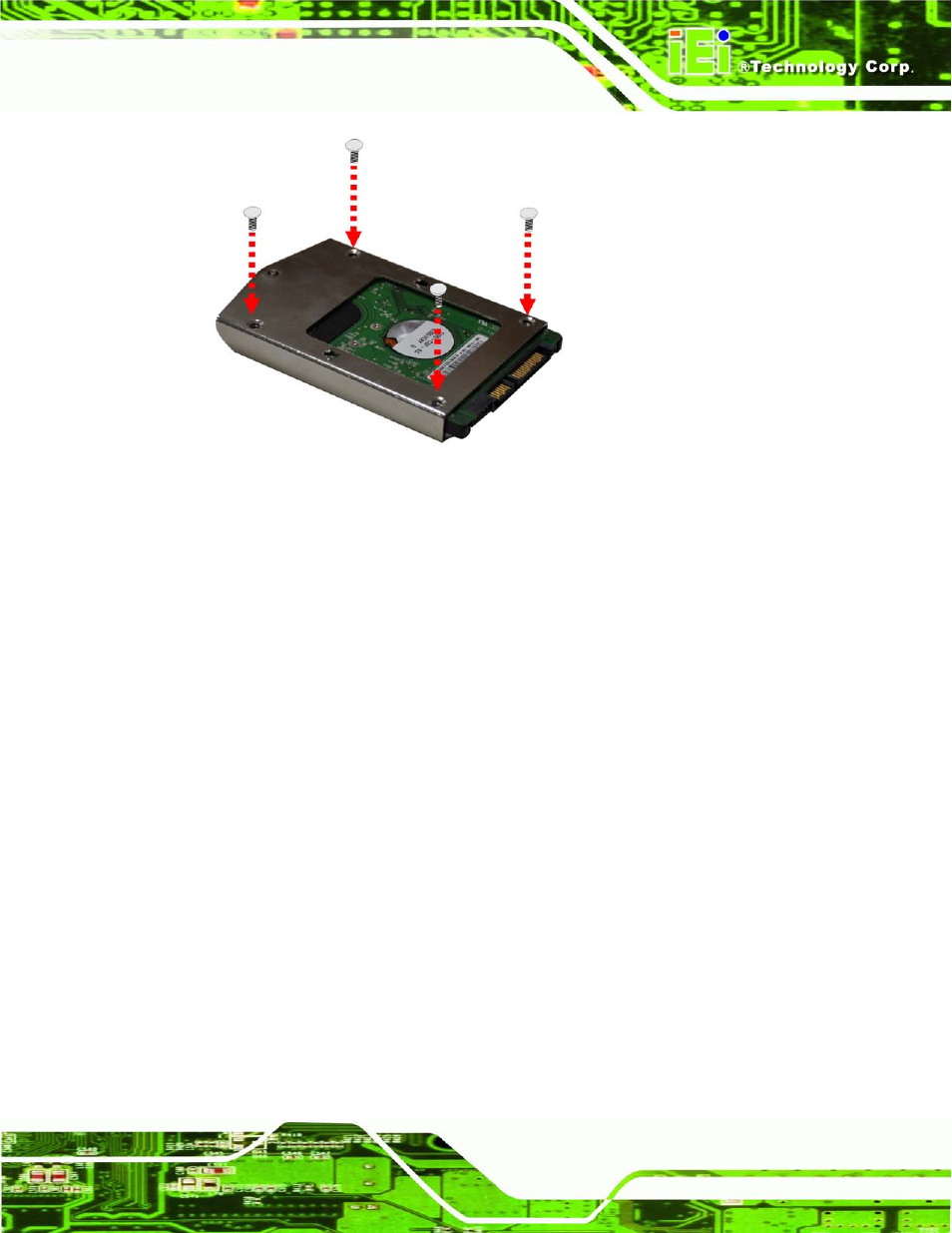 5 k-type temperature sensor installation, Emperature, Ensor | Nstallation, Figure 5-5: securing the hdd | IEI Integration AFL2-17A-H61 v1.02 User Manual | Page 62 / 266