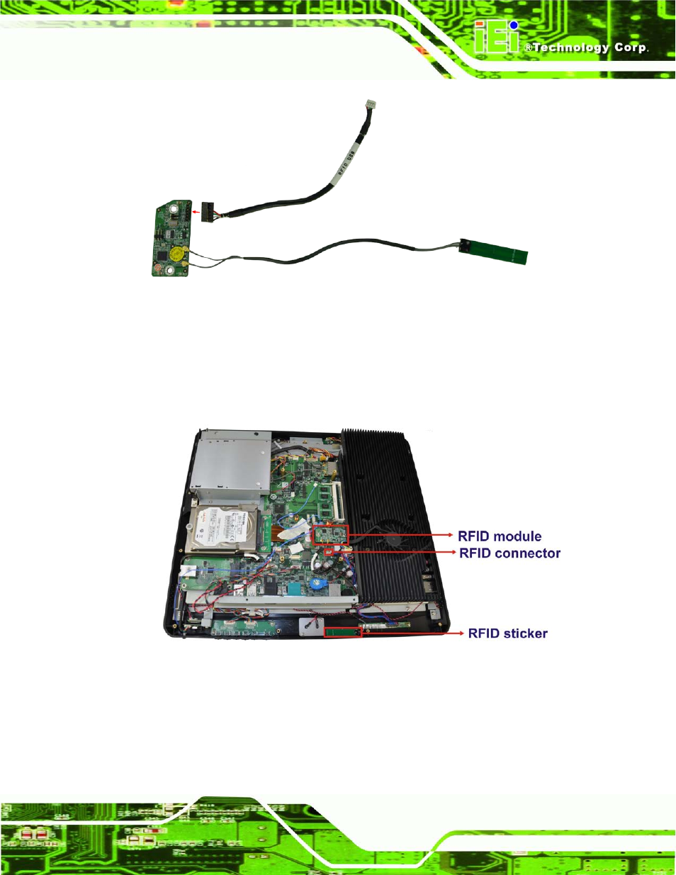 Figure 5-7: connect the rfid usb cable, Figure 5-8: install the rfid module | IEI Integration AFL2-17A-H61 v1.02 User Manual | Page 64 / 266