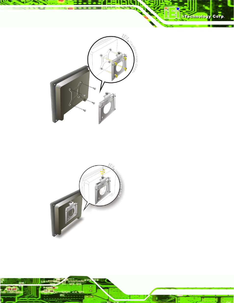 Figure 5-17: chassis support screws, Figure 5-18: secure the panel pc | IEI Integration AFL2-17A-H61 v1.02 User Manual | Page 72 / 266