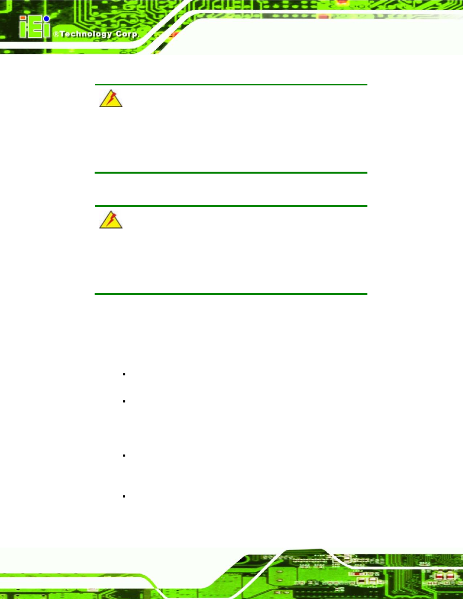 A.1.2 cpu temperature warning, A.1.3 anti-static precautions | IEI Integration AFL2-17A-H61 v1.11 User Manual | Page 225 / 275