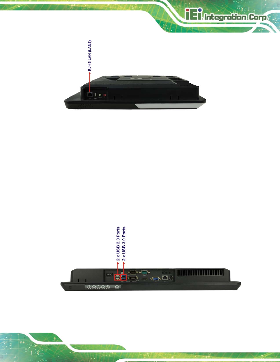 3 external usb connectors, Figure 3-5: external usb ports (bottom panel) | IEI Integration AFL2-17A-H61 v1.23 User Manual | Page 61 / 278