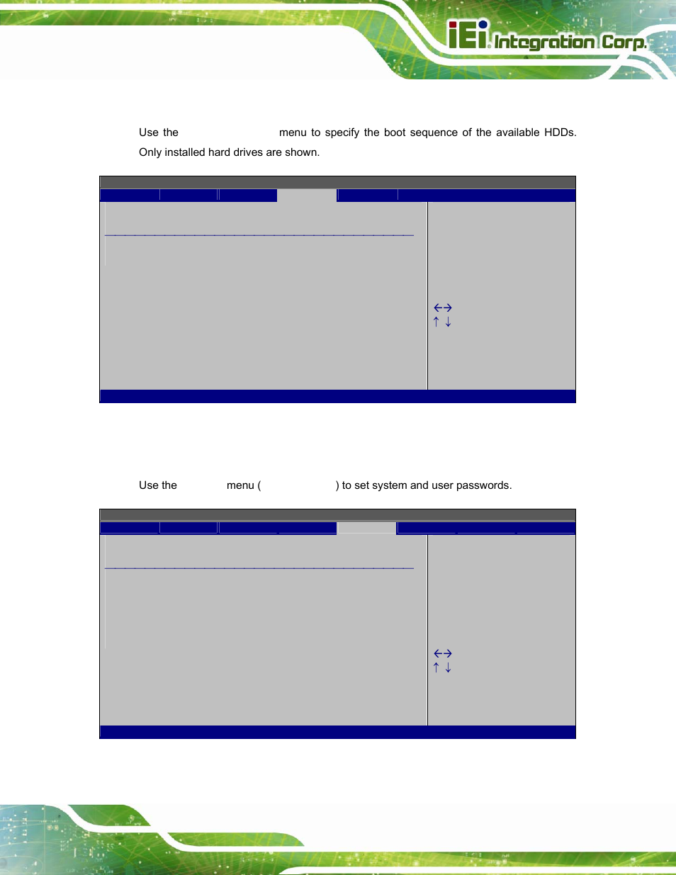 3 hard disk drives, 6 security, Ecurity | Bios menu 18: hard disk drives, Bios menu 19: security | IEI Integration AFL2-W15A-N270 v2.00 User Manual | Page 83 / 141