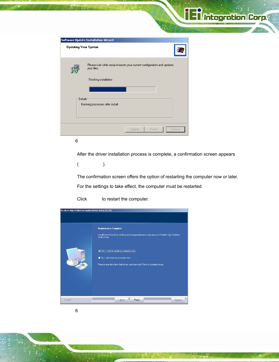 Figure 6-23: restart the computer | IEI Integration POC-17i_19i-Series_IEI User Manual | Page 101 / 128