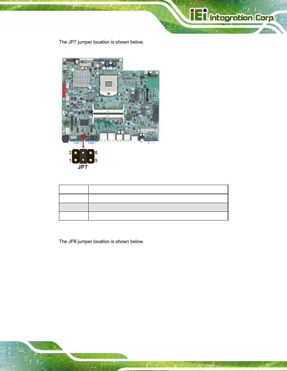 Figure 3-4: jp7 jumper setting location, Table 3-5: com3 pin 9 setting jumper settings, And table 3-5 | See figure 3-4 | IEI Integration POC-17i_19i-Series_IEI User Manual | Page 35 / 128