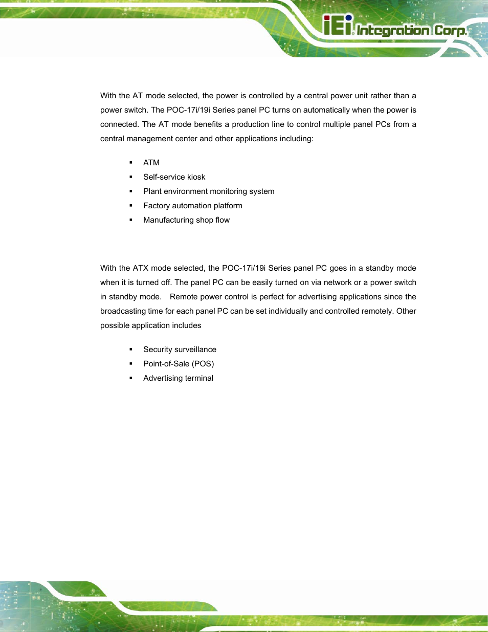 1 at power mode, 2 atx power mode | IEI Integration POC-17i_19i-Series_IEI User Manual | Page 53 / 128