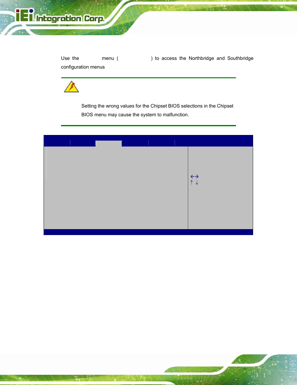 4 chipset, Hipset, Bios menu 12: chipset | IEI Integration POC-17i_19i-Series_IEI User Manual | Page 78 / 128