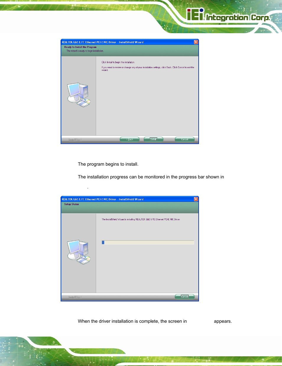 Figure 6-15: lan driver welcome screen, Figure 6-16: lan driver installation | IEI Integration POC-17i_19i-Series_IEI User Manual | Page 97 / 128