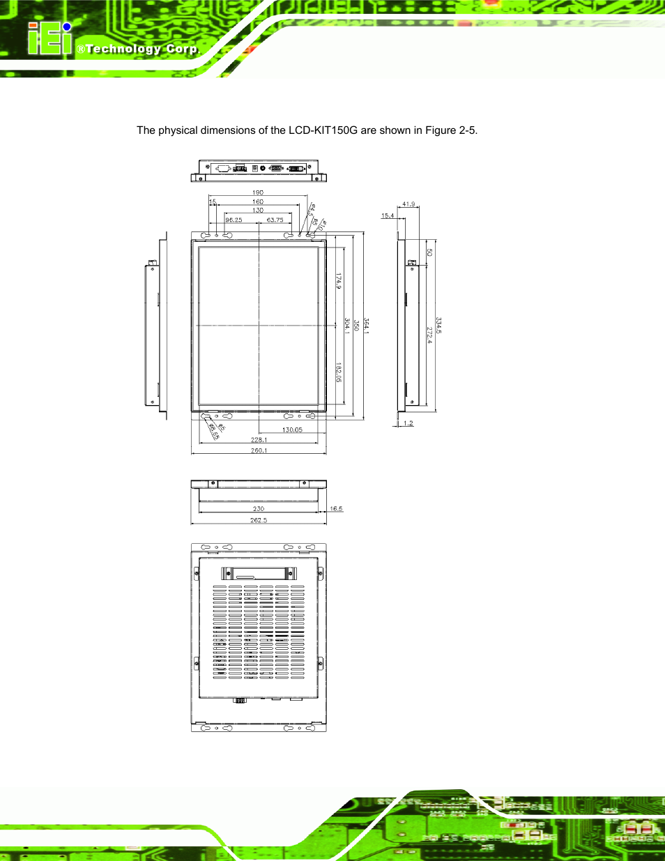 4 lcd-kit150g physical dimensions | IEI Integration LCD-KIT Series v2.00 User Manual | Page 26 / 90