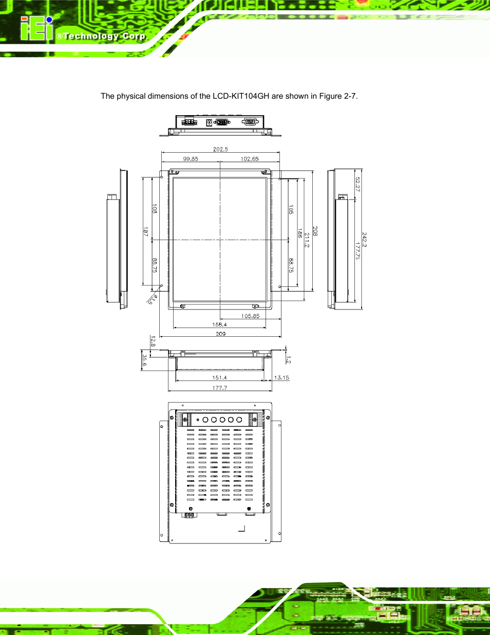 6 lcd-kit104gh physical dimensions | IEI Integration LCD-KIT Series v2.00 User Manual | Page 28 / 90