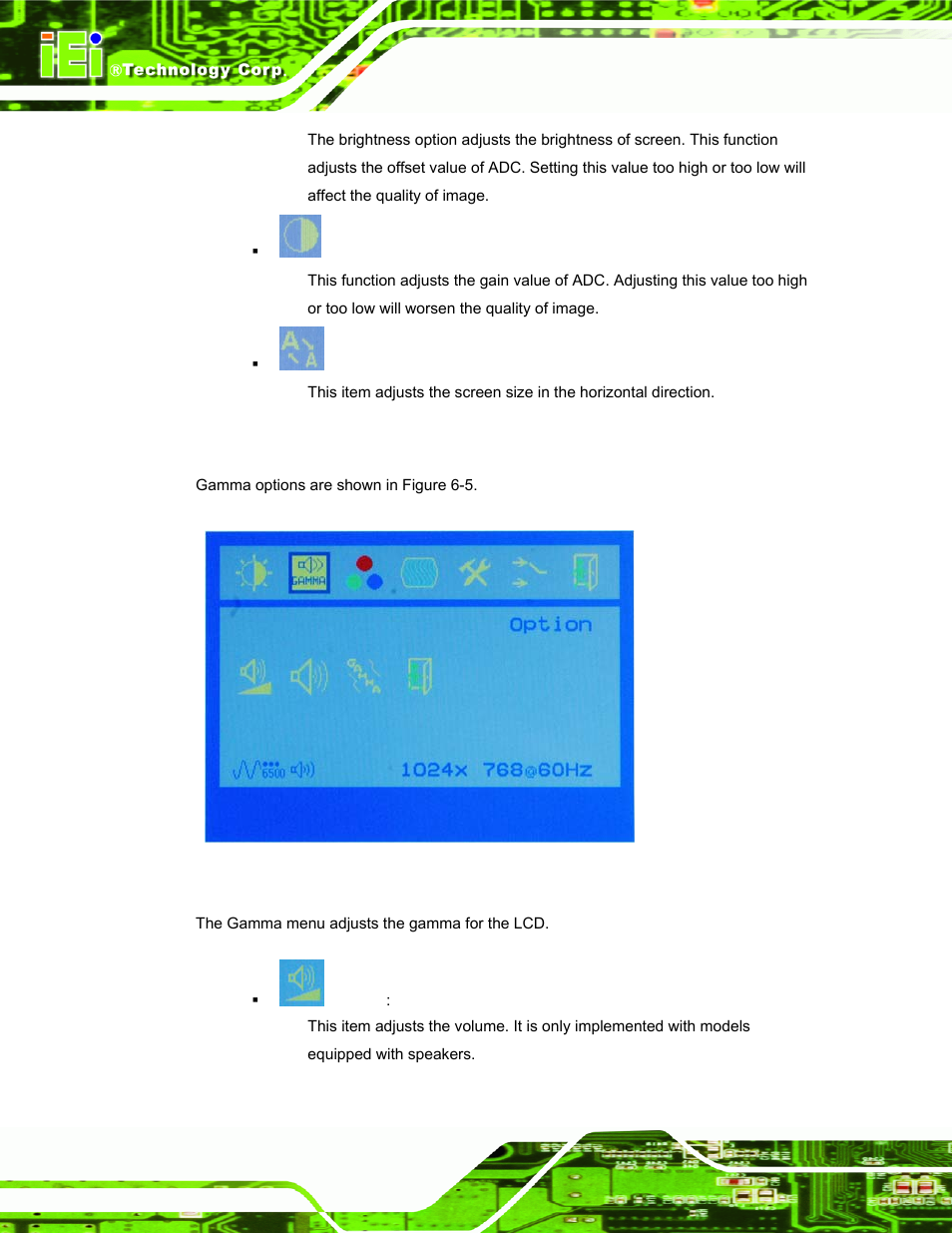2 gamma, Figure 6-4: color options | IEI Integration LCD-KIT Series v2.00 User Manual | Page 60 / 90