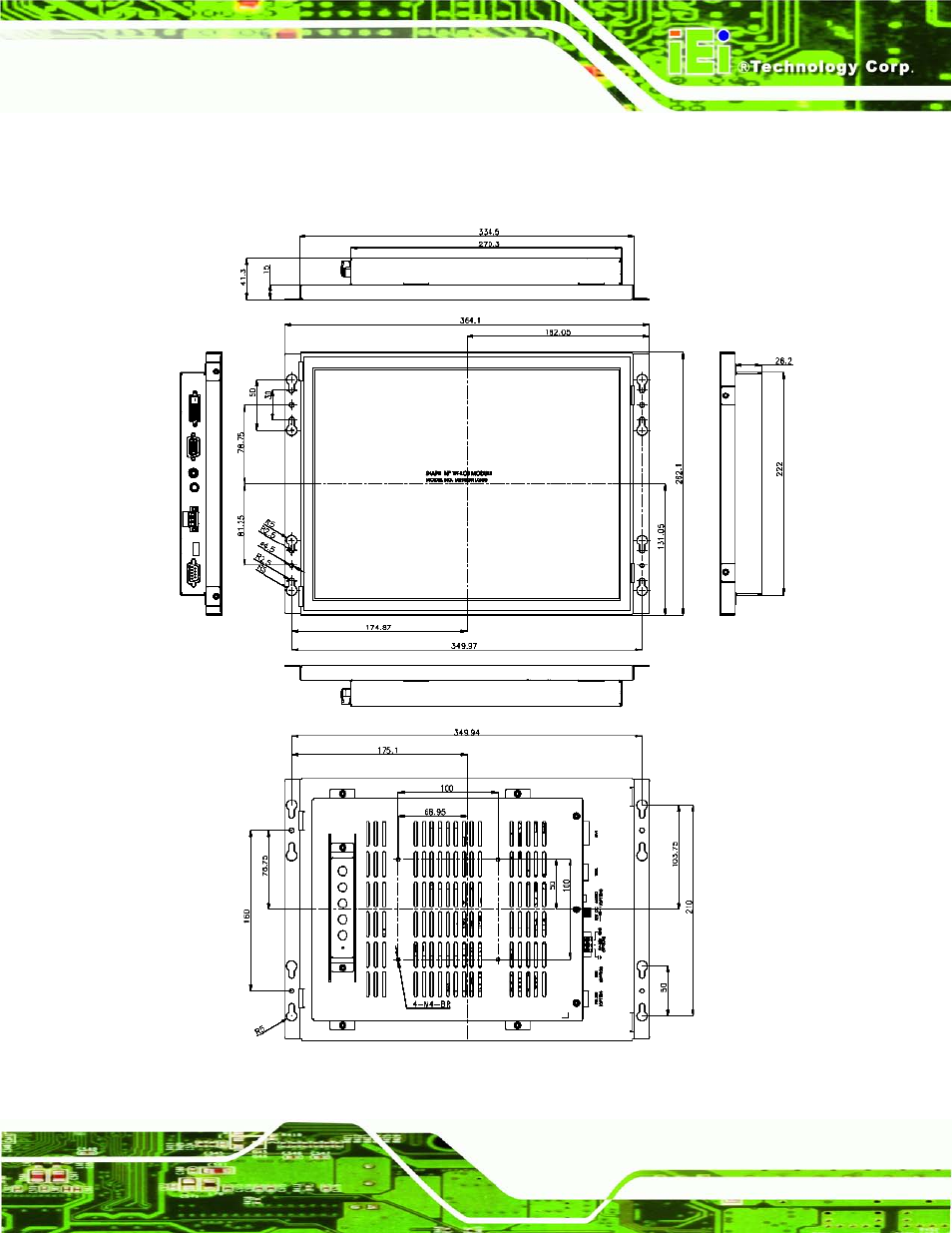 2 lcd-kit150g physical dimensions, 2 lcd-kit150g, Physical dimensions | Figure 2-2: lcd-kit150g, Physical dimensions (millimeters) | IEI Integration LCD-KIT Series v3.00 User Manual | Page 20 / 76