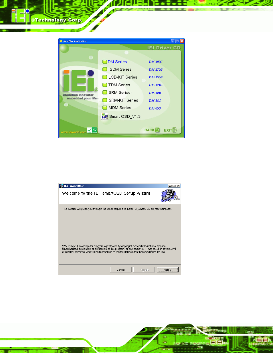 Figure 8-2: smartosd installer, Figure 8-3: smartosd welcome screen | IEI Integration SRM_121_150 v2.02 User Manual | Page 92 / 107