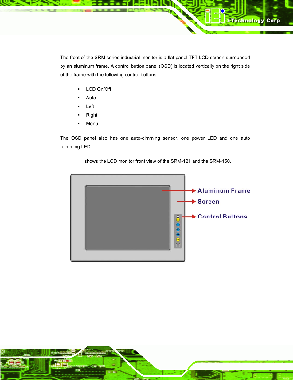 1 srm series front view, Figure 1-2: srm series front view | IEI Integration SRM_121_150 v3.00 User Manual | Page 15 / 106